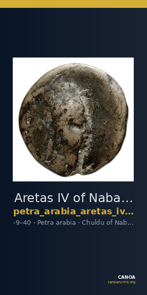 Aretas IV of Nabataea Petra Barkay 2019 132, 136 — CANOA
