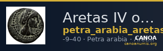 Aretas IV of Nabataea Petra Barkay 2019 133,137 — CANOA