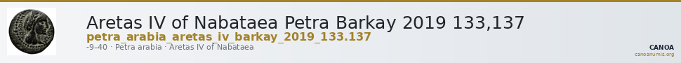 Aretas IV of Nabataea Petra Barkay 2019 133,137 — CANOA