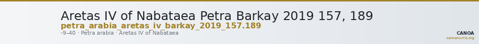 Aretas IV of Nabataea Petra Barkay 2019 157, 189 — CANOA