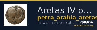 Aretas IV of Nabataea Petra Barkay 2019 186, 188 — CANOA