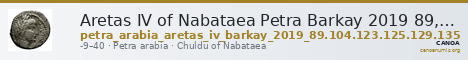 Aretas IV of Nabataea Petra Barkay 2019 89, 104, 123, 125, 129, 135 — CANOA