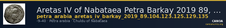 Aretas IV of Nabataea Petra Barkay 2019 89, 104, 123, 125, 129, 135 — CANOA