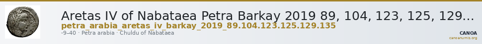 Aretas IV of Nabataea Petra Barkay 2019 89, 104, 123, 125, 129, 135 — CANOA