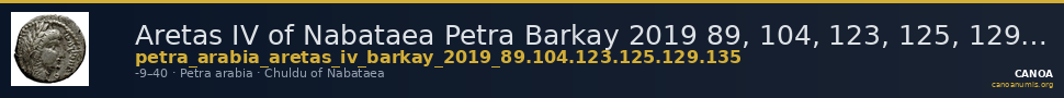 Aretas IV of Nabataea Petra Barkay 2019 89, 104, 123, 125, 129, 135 — CANOA