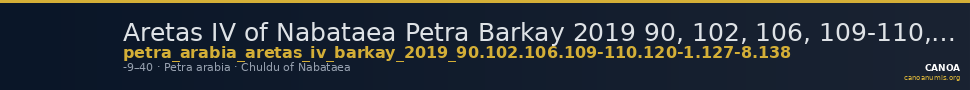 Aretas IV of Nabataea Petra Barkay 2019 90, 102, 106, 109-110, 120-1, 127-8, 138 — CANOA