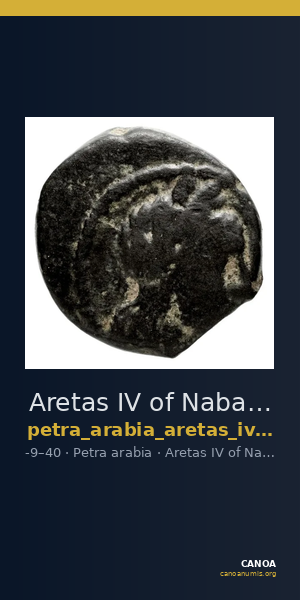 Aretas IV of Nabataea Petra Barkay 2019 94-5, 116-7 — CANOA