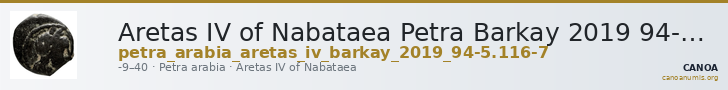 Aretas IV of Nabataea Petra Barkay 2019 94-5, 116-7 — CANOA