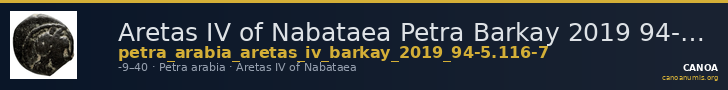 Aretas IV of Nabataea Petra Barkay 2019 94-5, 116-7 — CANOA