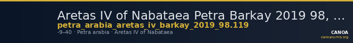 Aretas IV of Nabataea Petra Barkay 2019 98, 119 — CANOA