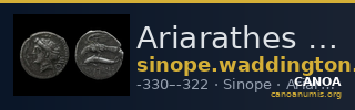 Ariarathes I of Cappadocia Sinope Waddington 1925 36-36a — CANOA