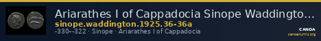 Ariarathes I of Cappadocia Sinope Waddington 1925 36-36a — CANOA