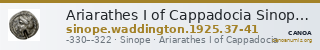 Ariarathes I of Cappadocia Sinope Waddington 1925 37-41 — CANOA