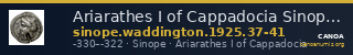Ariarathes I of Cappadocia Sinope Waddington 1925 37-41 — CANOA