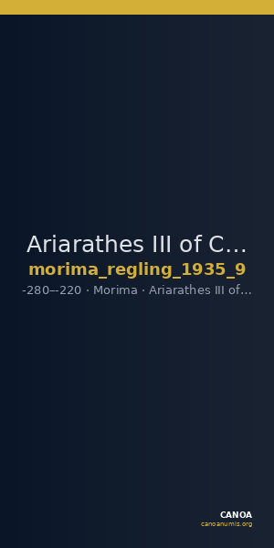 Ariarathes III of Cappadocia Morima Regling 1935 9 — CANOA