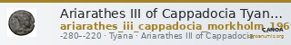Ariarathes III of Cappadocia Tyana Mørkholm 1969 6 — CANOA