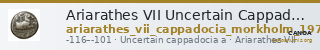 Ariarathes VII Uncertain Cappadocian Royal mint A Mørkholm 1978 A.1-3 — CANOA