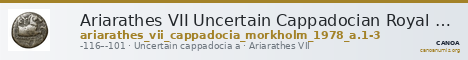 Ariarathes VII Uncertain Cappadocian Royal mint A Mørkholm 1978 A.1-3 — CANOA