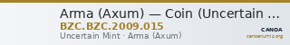 Arma (Axum) — Coin (Uncertain Value) (Uncertain Mint) — CANOA
