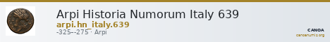 Arpi Historia Numorum Italy 639 — CANOA