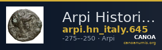 Arpi Historia Numorum Italy 645 — CANOA