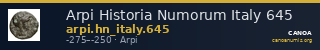 Arpi Historia Numorum Italy 645 — CANOA