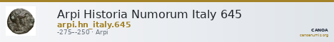 Arpi Historia Numorum Italy 645 — CANOA
