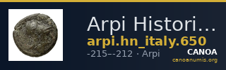 Arpi Historia Numorum Italy 650 — CANOA