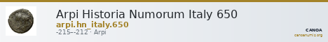 Arpi Historia Numorum Italy 650 — CANOA
