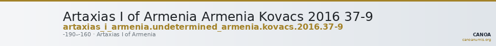 Artaxias I of Armenia Armenia Kovacs 2016 37-9 — CANOA