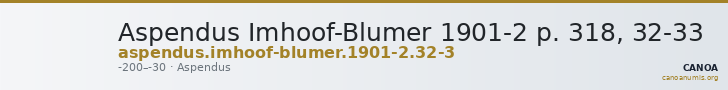 Aspendus Imhoof-Blumer 1901-2 p. 318, 32-33 — CANOA