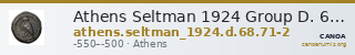 Athens Seltman 1924 Group D. 68, 71-2 — CANOA