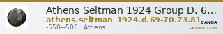 Athens Seltman 1924 Group D. 69-70, 73, 81 — CANOA