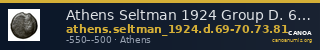 Athens Seltman 1924 Group D. 69-70, 73, 81 — CANOA