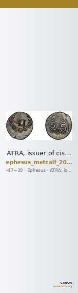 ATRA, issuer of cistophori Ephesus Metcalf 2017  p. 57, 4.6 A — CANOA