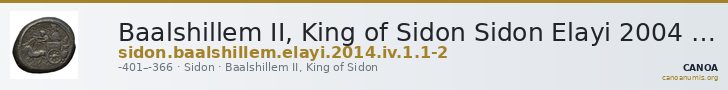 Baalshillem II, King of Sidon Sidon Elayi 2004 IV.1.1.1-2 — CANOA