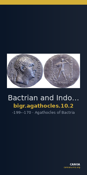 Bactrian and Indo-Greek Coinage Agathocles 10.2 — CANOA