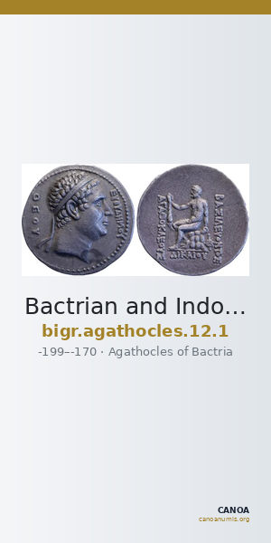 Bactrian and Indo-Greek Coinage Agathocles 12.1 — CANOA
