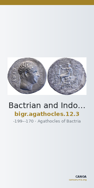 Bactrian and Indo-Greek Coinage Agathocles 12.3 — CANOA