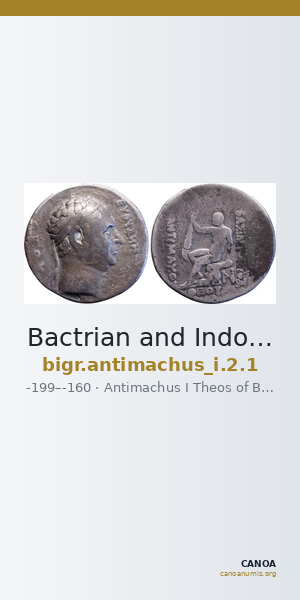 Bactrian and Indo-Greek Coinage Antimachus I 2.1 — CANOA