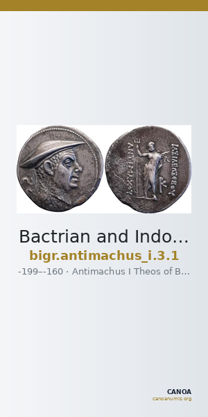 Bactrian and Indo-Greek Coinage Antimachus I 3.1 — CANOA