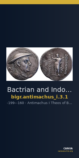 Bactrian and Indo-Greek Coinage Antimachus I 3.1 — CANOA