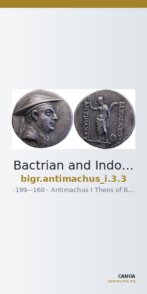 Bactrian and Indo-Greek Coinage Antimachus I 3.3 — CANOA