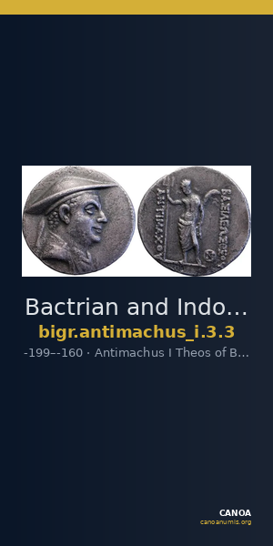 Bactrian and Indo-Greek Coinage Antimachus I 3.3 — CANOA