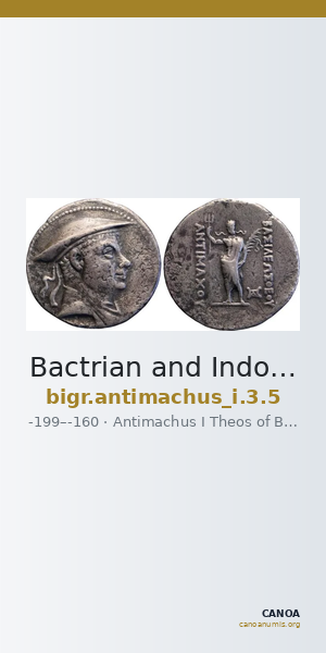 Bactrian and Indo-Greek Coinage Antimachus I 3.5 — CANOA