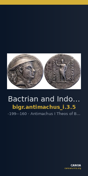 Bactrian and Indo-Greek Coinage Antimachus I 3.5 — CANOA