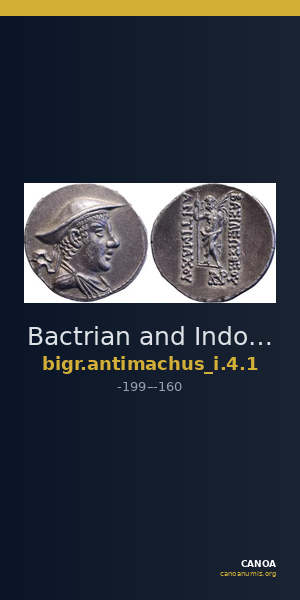 Bactrian and Indo-Greek Coinage Antimachus I 4.1 — CANOA