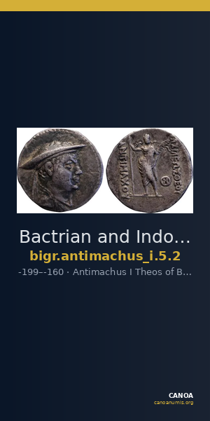 Bactrian and Indo-Greek Coinage Antimachus I 5.2 — CANOA