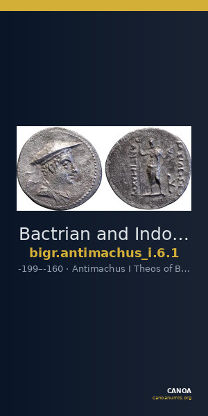 Bactrian and Indo-Greek Coinage Antimachus I 6.1 — CANOA
