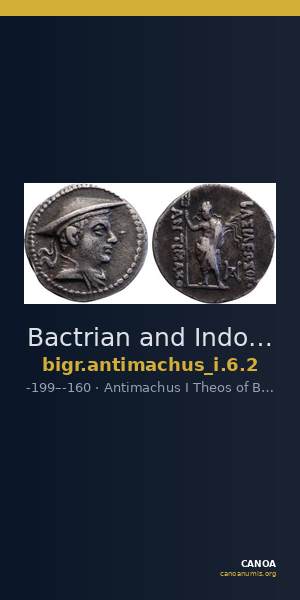 Bactrian and Indo-Greek Coinage Antimachus I 6.2 — CANOA
